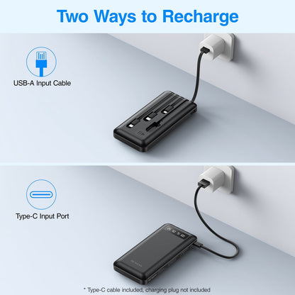 20000Mah Power Bank Portable Charger with Cables Compatible for Iphone, Android Cell Phone