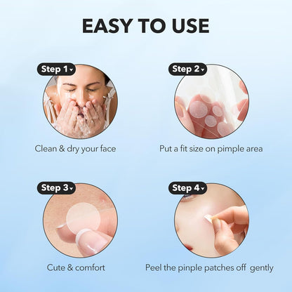 Pimple Patches for Face, Hydrocolloid Acne Patches, Cute round Shape Zit Covers, Spot Stickers with Tea Tree, Salicylic Acid & Cica Oil| 2 Sizes (9Mm, 12Mm) |288 Count | Cute round Shape