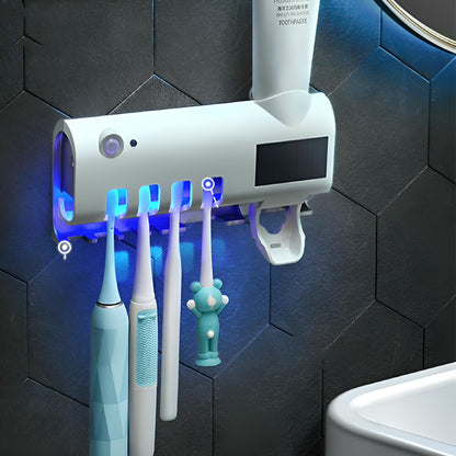 Toothbrush Sanitizer,Uv Toothbrush Holder Wall Mounted,Bathroom Toothbrush Sanitizer,With 4 Slots and 1 Automatic Toothpaste Dispenser,For Electric / Regular Toothbrush