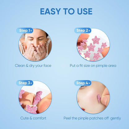Pimple Patches for Face, Hydrocolloid Acne Patches, Sparkling Star Zit Covers, Colorful Spot Stickers with Tea Tree, Salicylic Acid & Cica Oil| 3 Sizes (10Mm, 12Mm & 14Mm) |240 Count