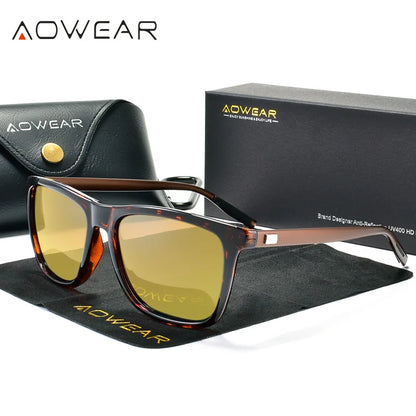 HD Night Vision Glasses Men Aluminium Yellow Lens Sunglasses Men Polarized Night Safe Driving Goggles Oculos Gafas De Sol
