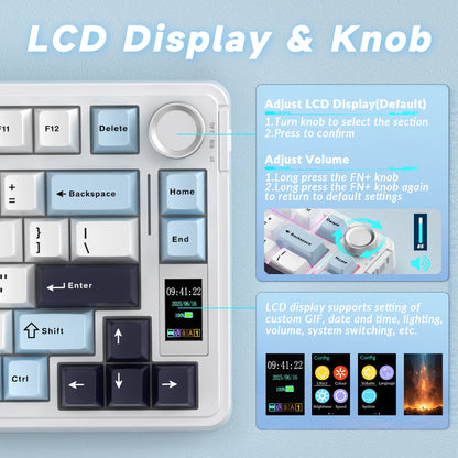 S75Pro Wireless Keyboard Tri-Mode RGB Gaming Keyboard Hot Swap PBT Keycaps with Macro Software