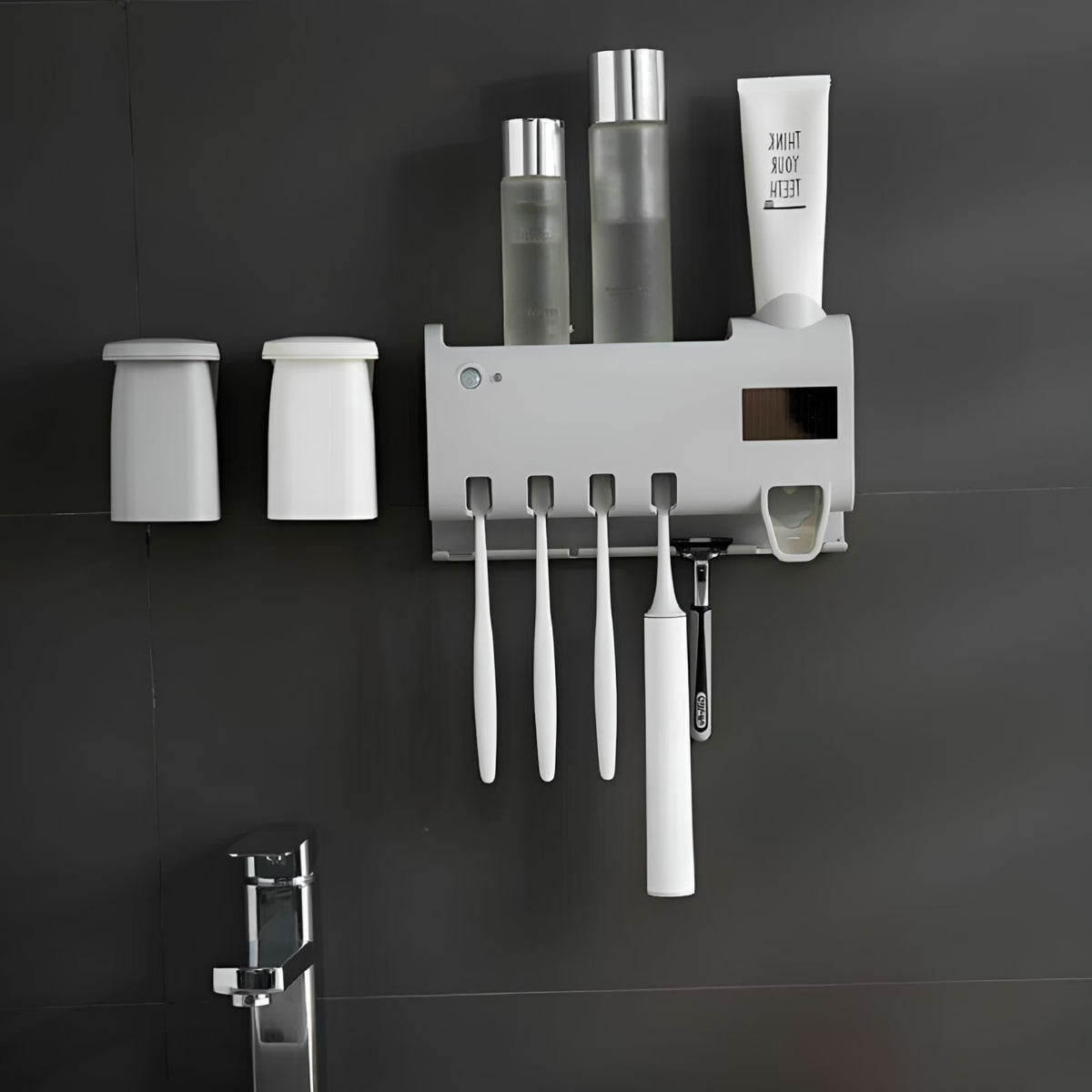 Toothbrush Sanitizer,Uv Toothbrush Holder Wall Mounted,Bathroom Toothbrush Sanitizer,With 4 Slots and 1 Automatic Toothpaste Dispenser,For Electric / Regular Toothbrush