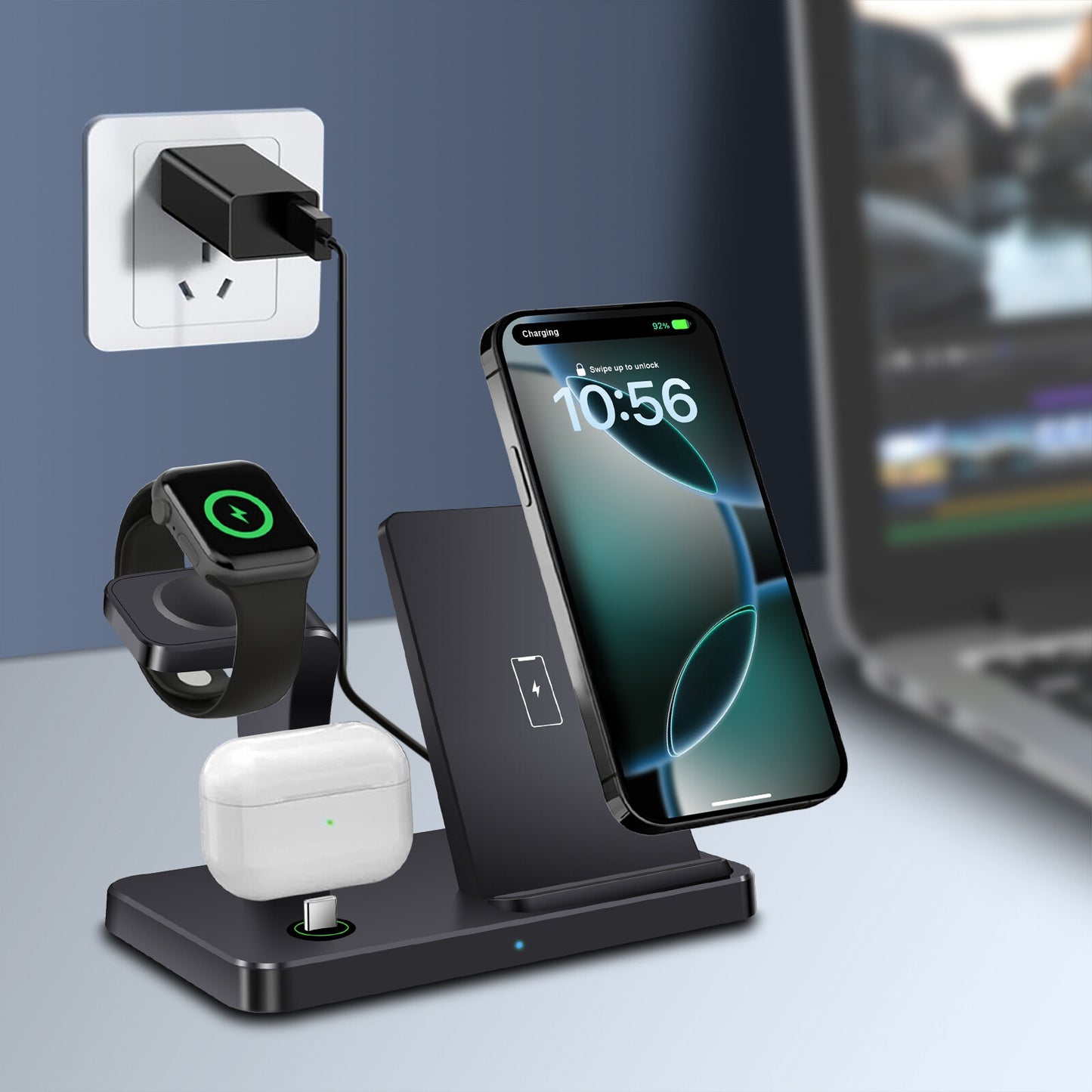 3In1 15W Fast Wireless Charger Dock Station for Apple Watch 11 10 9 Iphone 17 16