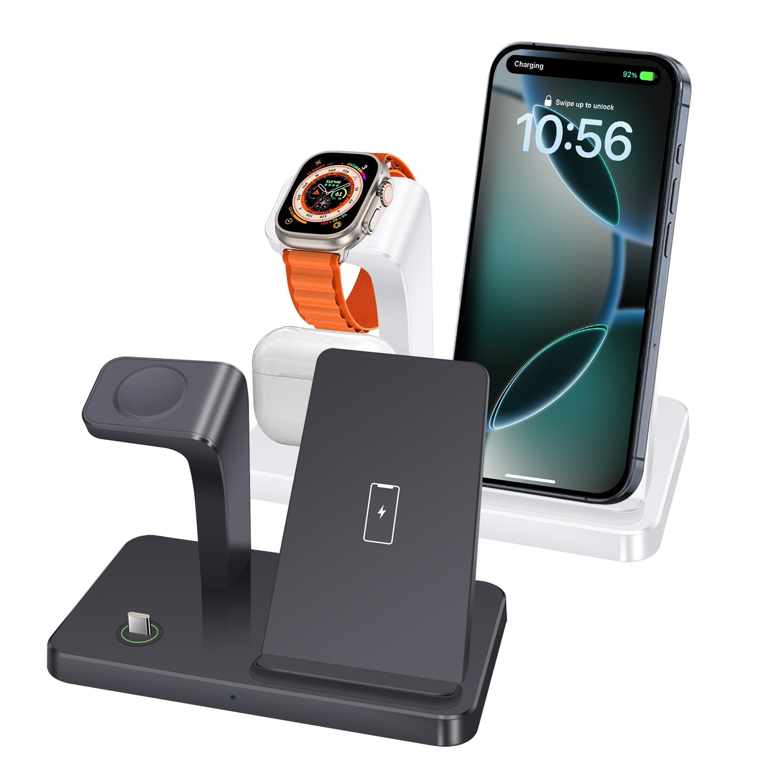 3In1 15W Fast Wireless Charger Dock Station for Apple Watch 11 10 9 Iphone 17 16