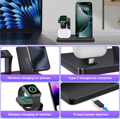 3In1 15W Fast Wireless Charger Dock Station for Apple Watch 11 10 9 Iphone 17 16