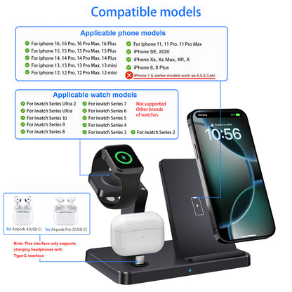 3In1 15W Fast Wireless Charger Dock Station for Apple Watch 11 10 9 Iphone 17 16